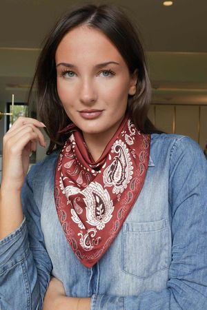 Bandana Triangle Silk Neckerchief Deep Rust